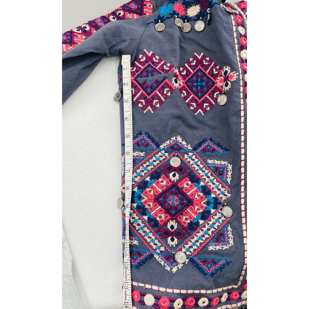 Indigo Moon Boho Decorated MultiColored Front Pocket Blazer/Jacket - Picture 10 of 11